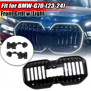 For BMW i7 G70 2023 2024 Gloss Black Front Bumper Kidney Grille W/LED Light New - Picture 1 of 13