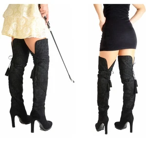 BOTAS YVES SAINT LAURENT SOBRE RODILLA PASSY 90 GAMUZA CUERO $2,495 35/5 - Imagen 1 de 13