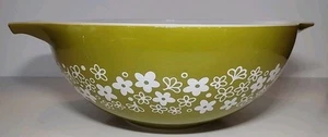 PYREX 444 Cenerentola 4 QT. Ciotola di miscelazione - Spring Blossom - verde piccoli difetti - Foto 1 di 4