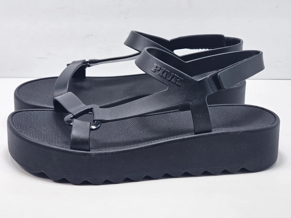 Sandalias de plataforma ROSA Victoria's Secret negras talla US 5 - 6 correas gladiador  Foto 1 de 4