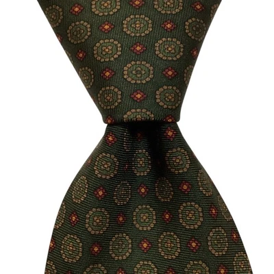 Corbata para hombre Brooks Brothers 346 100 % seda diseñador EE. UU. verde geométrico usada en excelente estado Foto 1 de 3