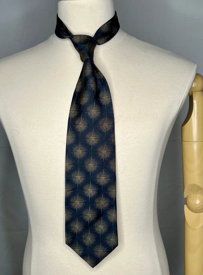 Corbata de seda a lunares Starburst azul tostado Donna Karan estilo años 90 vintage hecha en EE. UU. Foto 1 de 4