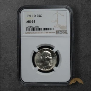 1941-D Silver Washington Quarter 25C - MS64 NGC - Denver - Picture 1 of 2