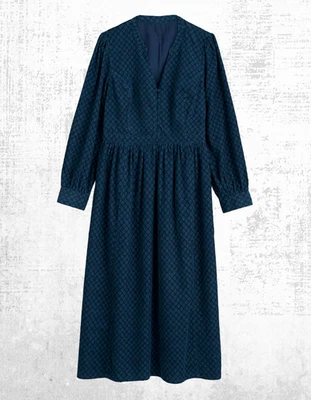 Womens Seasalt Needlecord Dress Cotton V Neck Patchwork Ditsy Marine (Defect) - image 1 of 4