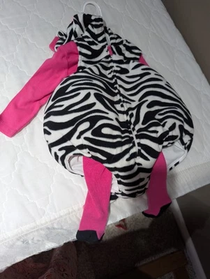 Fleece Zebra Costume With Legs, Hood And Tail 12 Months - Image 1 of 4