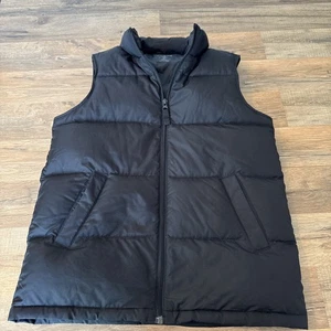 Lands End Kids Boys Black Down Feather Puffer Vest Sz M 10 12 Full Zipper - Picture 1 of 9
