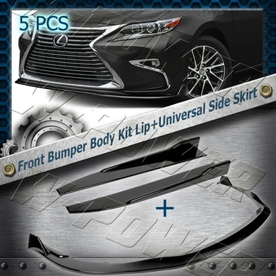 Pintado de negro para Lexus ES300H ES350 2016-2018 parachoques delantero labio + faldón lateral 5 piezas Foto 1 de 4