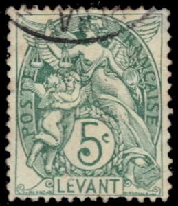 FRENCH OFFICES in LEVANT 25 - Liberty and Equality "1902 Green" (pc35799) - Picture 1 of 1