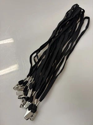 "Cordones de cuello negros con clips de metal insignias de identificación insignias de seguridad 18"" totalmente nuevos 10 paquetes" Foto 1 de 3