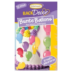 BackDecor 12 Stück Bunte Ballons aus Zucker mit 3D Effekt - Bild 1 von 2