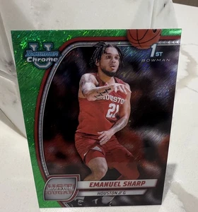 2024-25 Bowman University Chrome Emanuel Sharp Green Shimmer Refractor - Bild 1 von 2