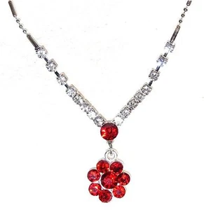 NECKLACE/STUD EARRINGS SET Rhinestones RED CLUSTER - Picture 1 of 1