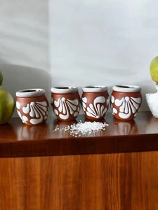 Set of 4 Mexican Cantarito Shot Glasses - 2oz Talavera Pottery, Tequila Glasses - Picture 1 of 5