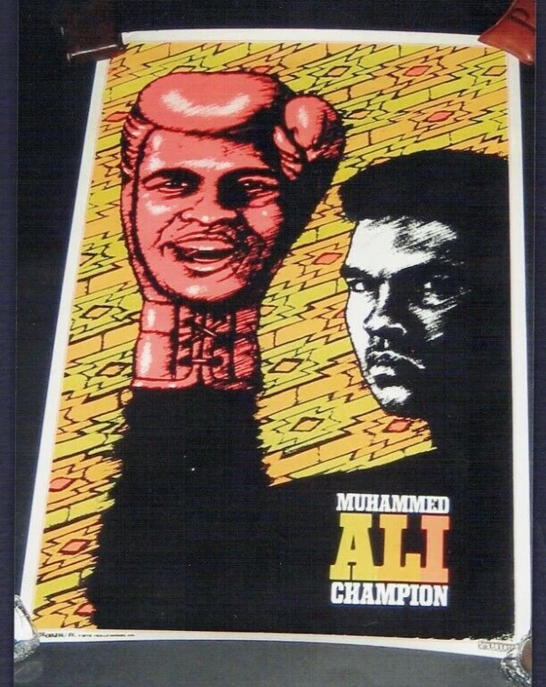 VERY VERY RARE 1975 MUHAMMAD ALI  BLACK LIGHT boxing poster boxer CASSIUS CLAY - Image 1 of 1