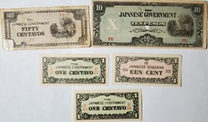 Vintage Lot Of 5 World Paper Money Japanese Government - Picture 1 of 4