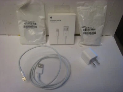 Original OEM Apple A1385 5W USB Charger With 2 MQUE2AM/A CABLES for iPhone iPad - Image 1 of 4
