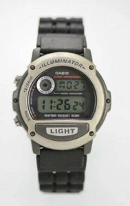 Casio W-89-H Watch Mens Chro Light Alarm Date 50m Gray Plastic Black Rubber - Picture 1 of 3