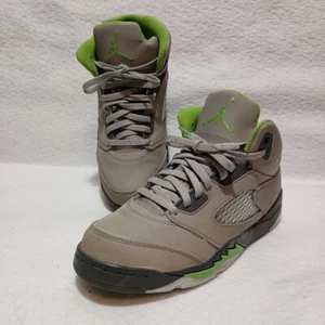 Nike Air Jordan 5 Retro Green Bean Sneakers Youth 3Y Silver Metallic Preowned - Picture 1 of 10