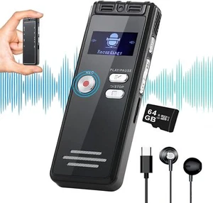 64GB Grabadora Espia De Voz Audio Digital Microfono Grabacion Grabador De Audio - Picture 1 of 9