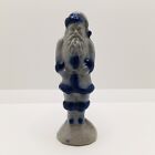 Vintage Santa Claus Pottery Figurine Salt Glazed Blue Grey Old World 5.75”
