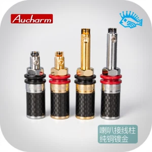 Altavoz de carcasa larga terminal de audio Aucharm 4N fibra de carbono rodio/enchapado en oro - Imagen 1 de 5