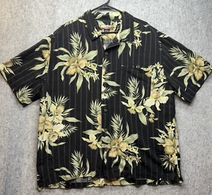Havana Jack's Cafe 100% Silk Hawaiian Tropical Shirt Men's XXL Black Floral - Picture 1 of 9