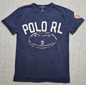 Polo Ralph Lauren Shirt Boys Youth Small 8 Blue Big Logo Spell Out Preppy School - Picture 1 of 8