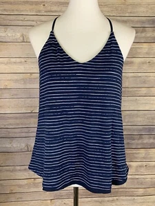 Blusa donna Banana Republic piccola a righe senza maniche a strati racerback blu - Foto 1 di 9
