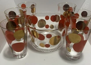 MCM Russell Wright Gläser 6 Stück & Eiskübel Set Bartlett Collins Becher Gold - Bild 1 von 9