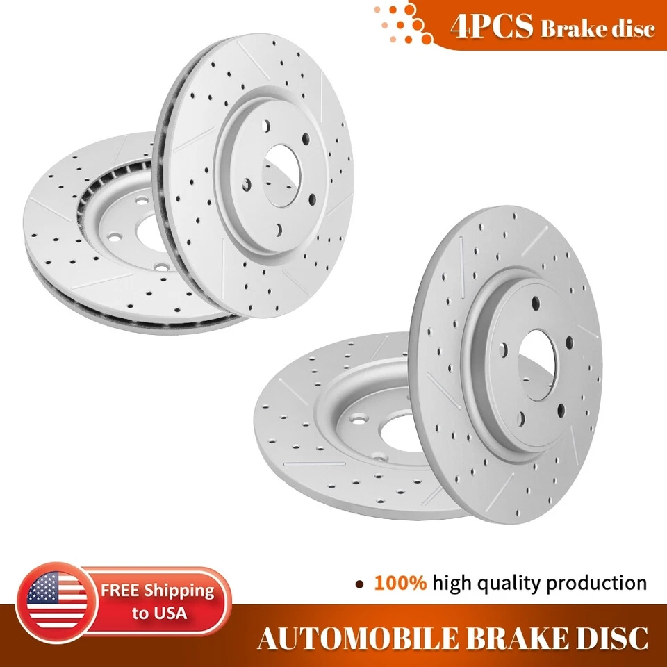 Front & Rear Drilled Brake Rotors for Dodge Grand Caravan Journey Town & Country - Image 1 of 4