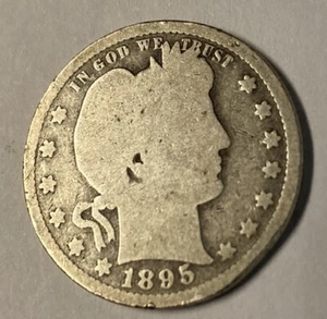 (I3) 1895 S 25C BARBER SILVER QUARTER DOLLAR COIN KEY DATE Cool MM Way Right - Picture 1 of 3