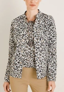 NWT Chico's Sz 3 / Lg / 16/18 Reversible Animal Print To Black Ikat Linen Jacket - Picture 1 of 19
