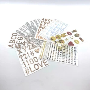 3D Hologramm Aufkleber Glitzer Glänzend Sticky Buchstaben Emoji Symbole Basteln Karten Design - Bild 1 von 8