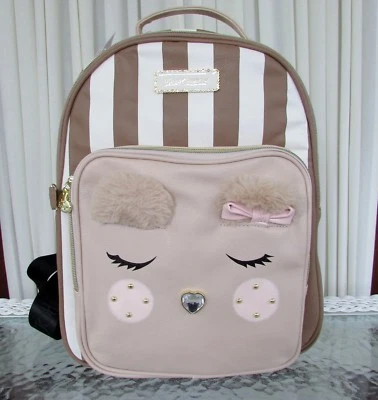 Mochila Betsey Johnson Kitsch Bear Grande Viaje Escolar Especias Rayas Nueva con Etiquetas $138 Foto 1 de 4
