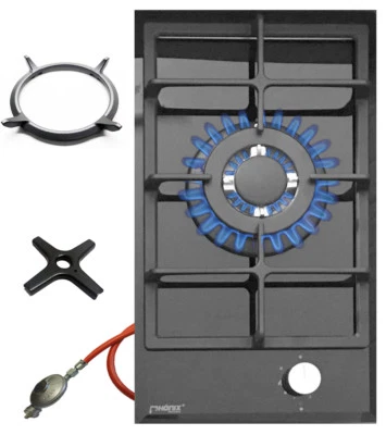 Phoenix 101GBT gas hob glass gas cooker 1 burner, cast iron wok attachment + stove cross - Image 1 of 4