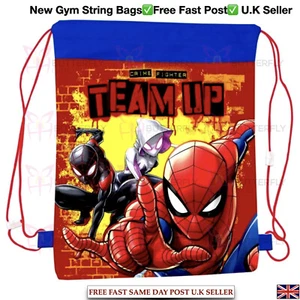 MARVEL SPIDERMAN DRAWSTRING PULL STRING P.E GYM SCHOOL BAG SWIMMING SPORT BAG - Picture 1 of 2