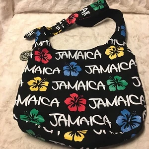 RobinRuthJamaica￼ Crossbody PurseBag SlingHobo Boho Black/Hibiscus ￼ ￼ Flowers￼ - Picture 1 of 20