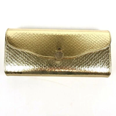Vintage Evening Bag Walborg Original Gold Purse Clutch 10.25 x 4.75 Metal Clasp - Image 1 of 4