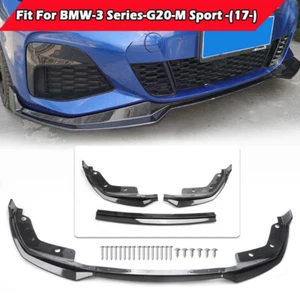 CARBON FIBER BLACK M-SPORT FRONT BUMPER SPOILER LIP FOR 2019-2022 BMW G20 M340I - Imagen 1 de 13
