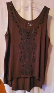 Women's Lane Bryant Plus Size 22/24 Tank Top Brown Beads Summer Casual Nice - Picture 1 of 4