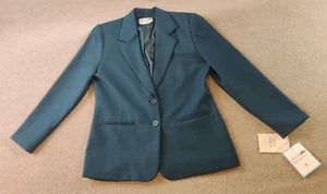 Vintage Haberdashery Leslie Fay Pine Green Blazer Jacket Womans Size 8P NEW - Picture 1 of 14