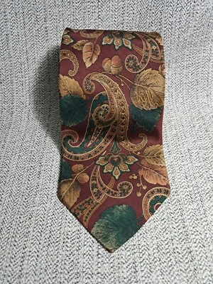 复古 Austin Reed of Regent Street 英格兰丝绸佩斯利 57 合 3.7 男式领带 — 第 1/4 张图片