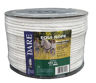 Dare 3095 Electric Fence Rope, White, Polyethylene With Stainless Steel Wire, - Image 1 of 2