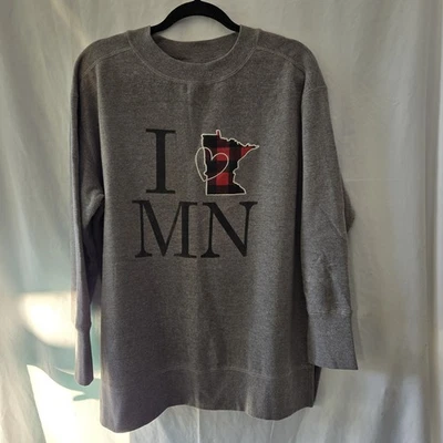 Maurices I Heart MN State Tunic  Sweatshirt Gray Women's 0X Embroidered  - Image 1 of 4