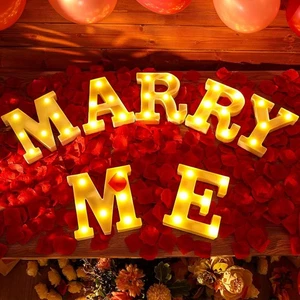 Roowest Marry Me Letters Light Proposal Decorations Set Includes 7 LED 6.3"x5.5" - Picture 1 of 7