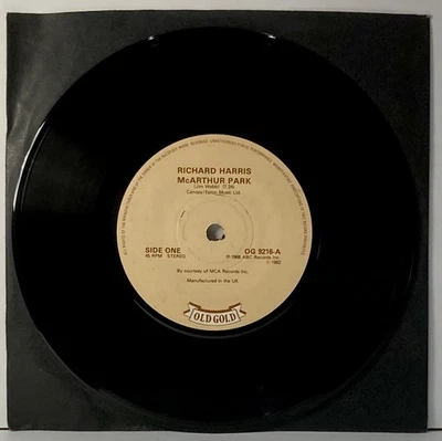 Richard Harris McArthur Park Old Gold 45 - Image 1 of 2