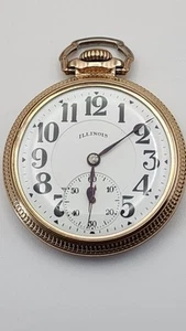 Illinois Bunn Special 21 Jewel Pocket Watch Model 14 60hr 10K GF Case Runs - Picture 1 of 10