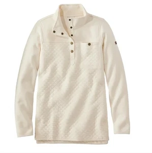 L.L. Bean Elfenbein gesteppt Viertel Druckknopf Stehkragen Tunika Sweatshirt Damen XL - Bild 1 von 8