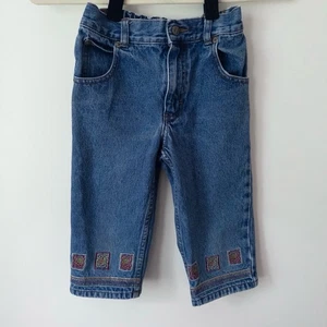 Vintage Y2K Jordache Girls 6X Denim Capri Jeans Floral Embroidery Cute 2000s - Picture 1 of 9