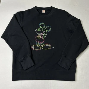 UNIQLO x DISNEY  Black Neon Mickey Mouse Graphic Pullover Sweatshirt Women’s M - Picture 1 of 7